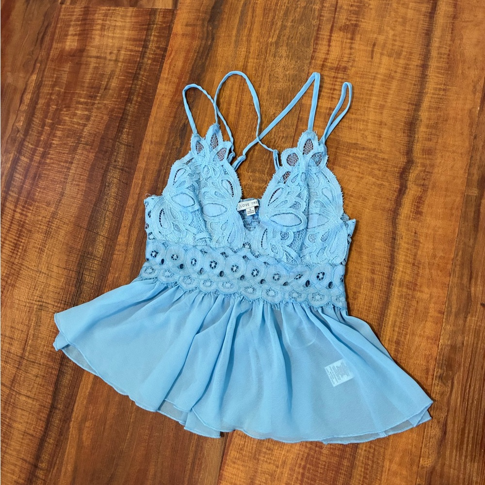 Blue Lace Peplum Top